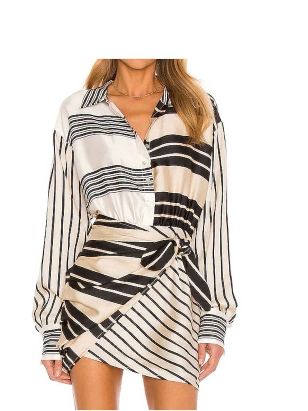 L’Academie Kamile Striped Long Sleeve Mini Dress